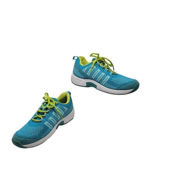 Orthofeet Athletic Shoes Sneakers 7.5 Manmade Upper Turquoise Lime Green Lace-Up - Picture 11 of 11